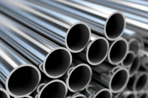 Close-up photo of a polished stainless steel surface with a smooth, reflective finish.